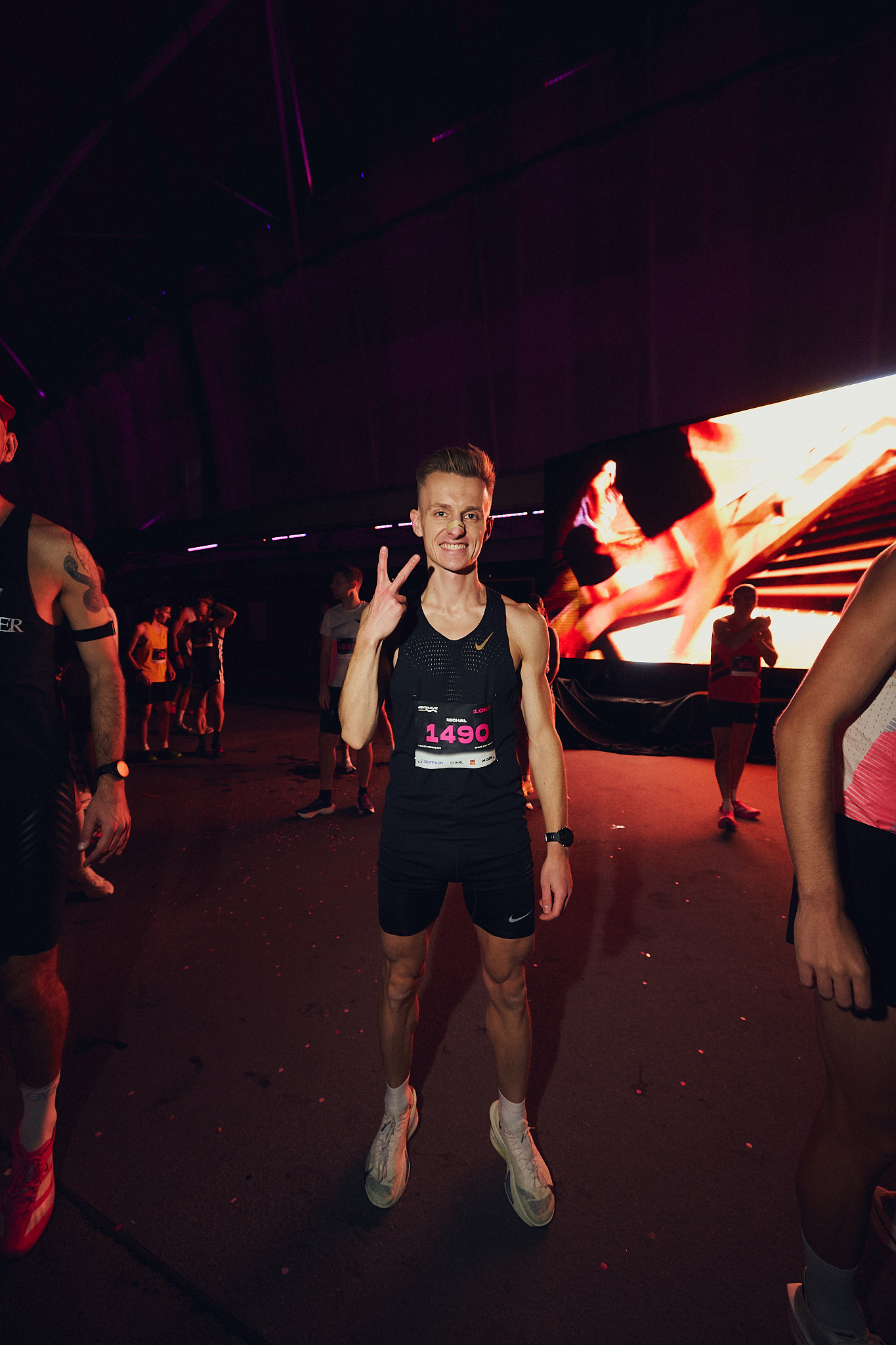 Runners on the course of the NightWave powered by Decathlon race