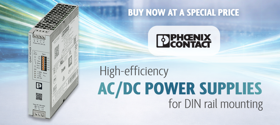 AC/DC power supplies for DIN rail mounting