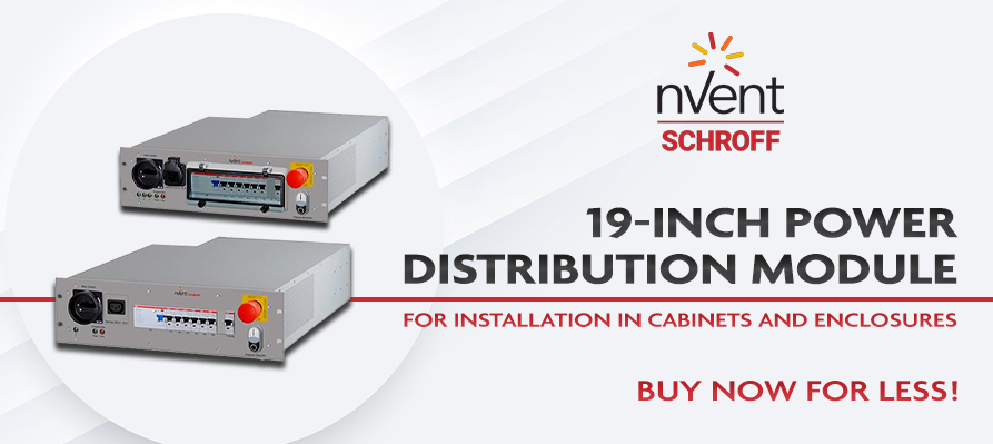 19-inch power distribution module for installation in cabinets and enclosures