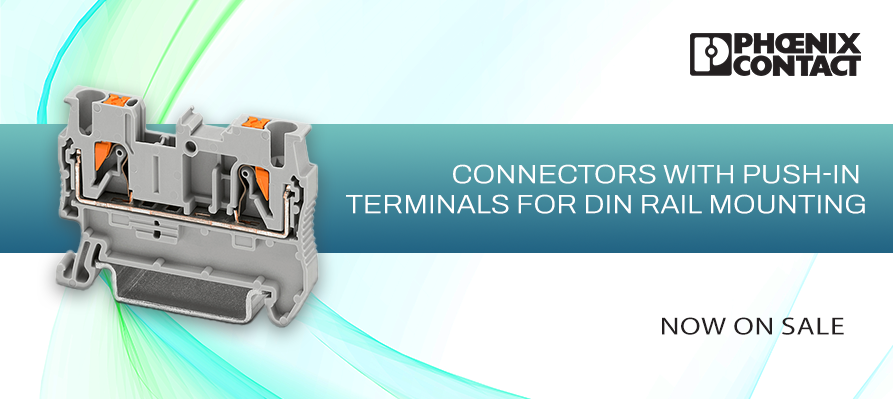 Connectors with push-in terminals for DIN rails