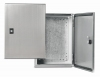 Wall-mounted cabinets and enclosures made of stainless steel with mounting plate